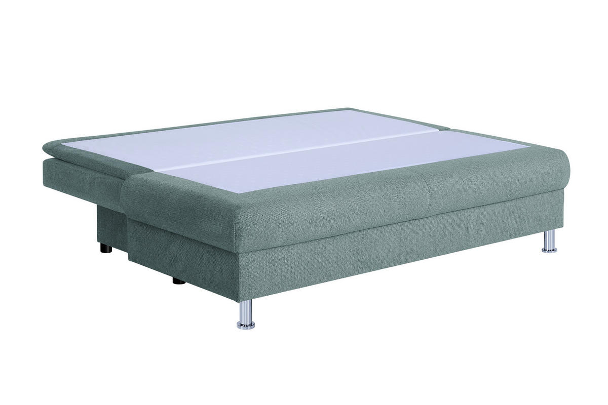 KANAPÉÁGY textil, faalapú anyag kékesszürke  - krómszínű/fekete, Design, műanyag/faalapú anyag (200/92/90cm) - P & B