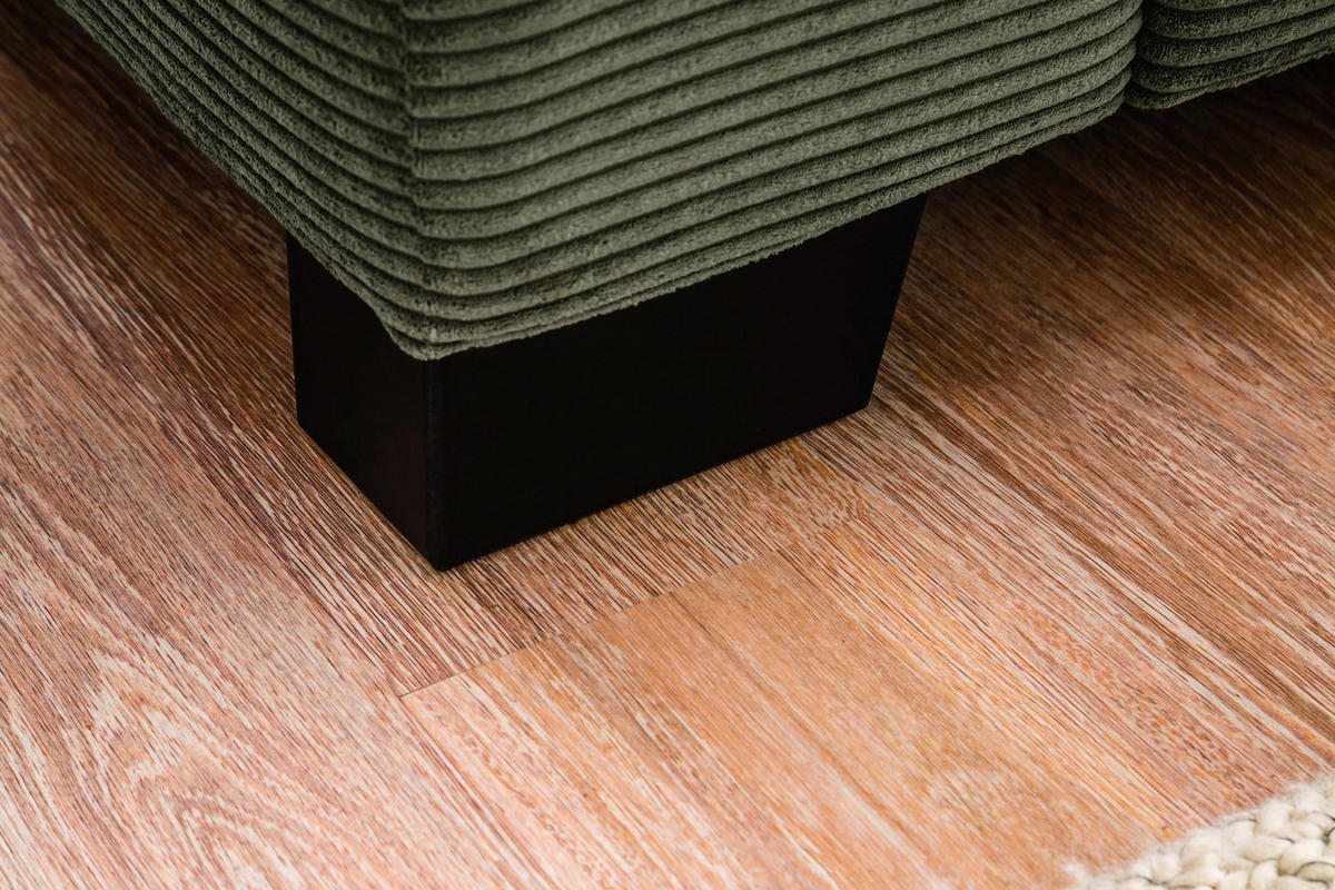 ECKSOFA in Cord Grün  - Schwarz/Grün, Design, Holz/Textil (270/174cm) - Pure Home Lifestyle