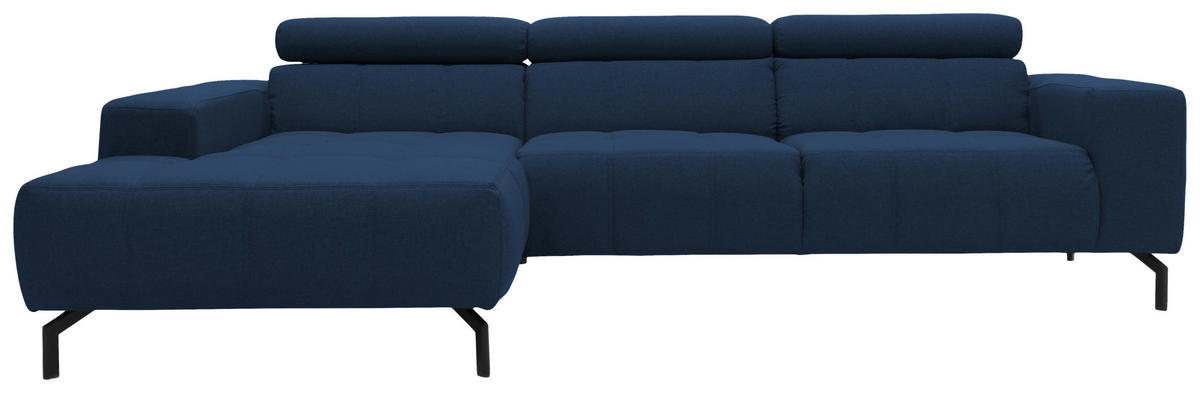 ECKSOFA  in Webstoff Dunkelblau  175/292 cm  - Schwarz/Dunkelblau, Design, Textil/Metall (175/292cm) - MID.YOU