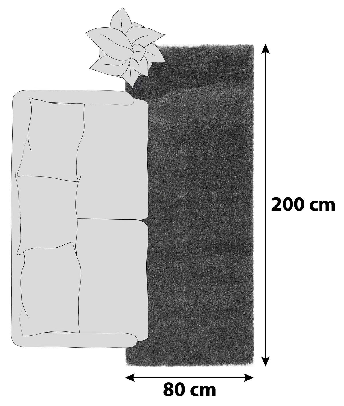 LÄUFER 80/200 cm Fashion Shaggy Dunkelgrau  - Dunkelgrau, Basics, Textil (80/200cm) - Novel