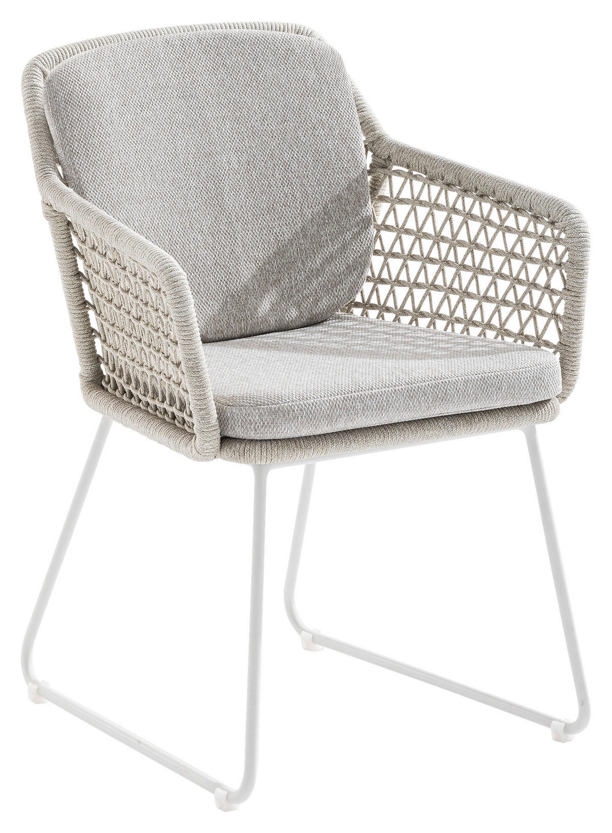 ARMLEHNSTUHL   Textilgeflecht  - Taupe/Weiss, Design, Textil/Metall (60/86/63cm)