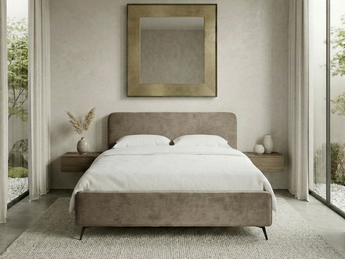 POLSTERBETT Braun 180/200 cm  - Schwarz/Braun, MODERN, Holz/Textil (180/200cm) - MID.YOU