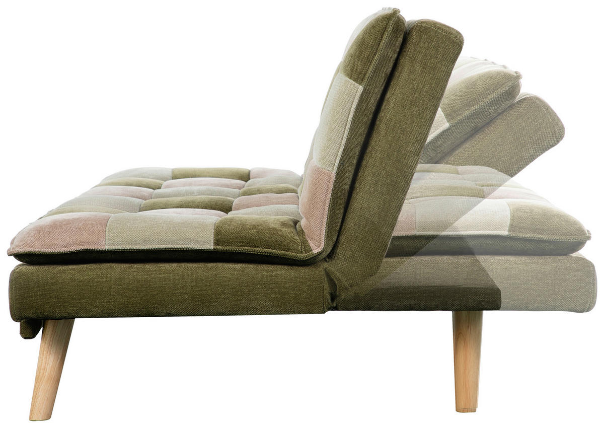 SCHLAFSOFA Chenille Grün, Hellgrün, Hellbraun  - Hellbraun/Naturfarben, Design, Holz/Textil (180cm) - MID.YOU