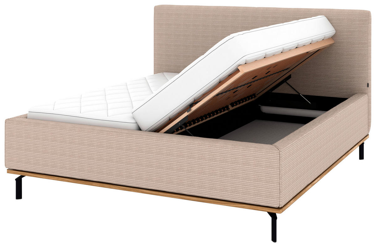 POLSTERBETT Matratze, Lattenrost, Bettkasten 160/200 cm  in Taupe  - Taupe/Graphitfarben, Design, Holz/Textil (160/200cm) - Musterring