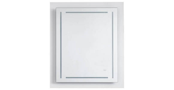 BADEZIMMERSPIEGEL 60/74/3,9 cm - Silberfarben/Weiß, Design, Glas/Holzwerkstoff (60/74/3,9cm) - Novel