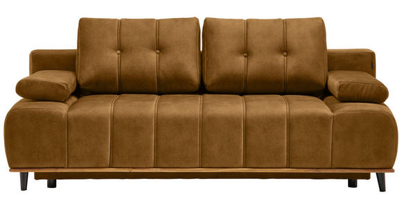 SCHLAFSOFA mit Stoffauswahl, Rücken echt Webstoff Honig - Schwarz/Honig, Design, Holz/Textil (206/77-87/102cm) - Novel
