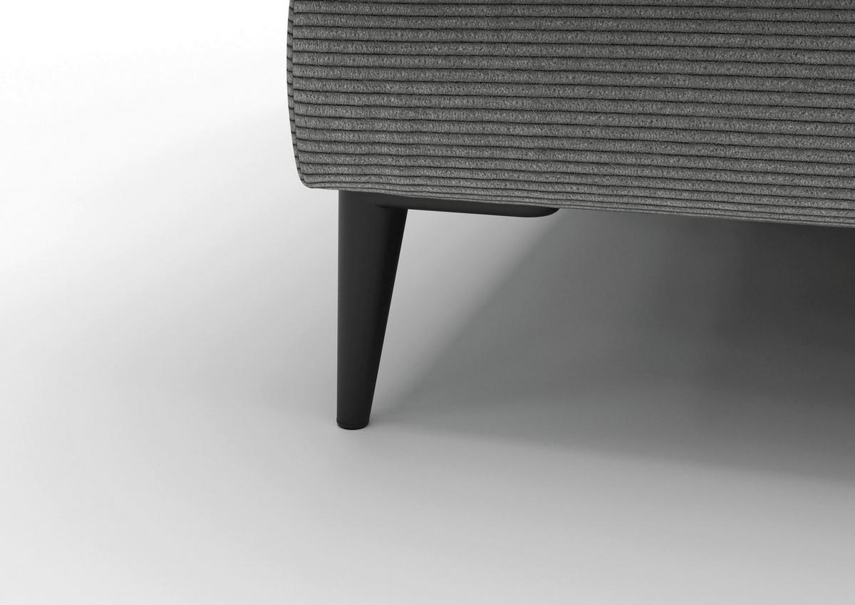 WOHNLANDSCHAFT Badia Base Grau Feincord  - Schwarz/Grau, Design, Textil/Metall (177/376/177cm) - Dieter Knoll