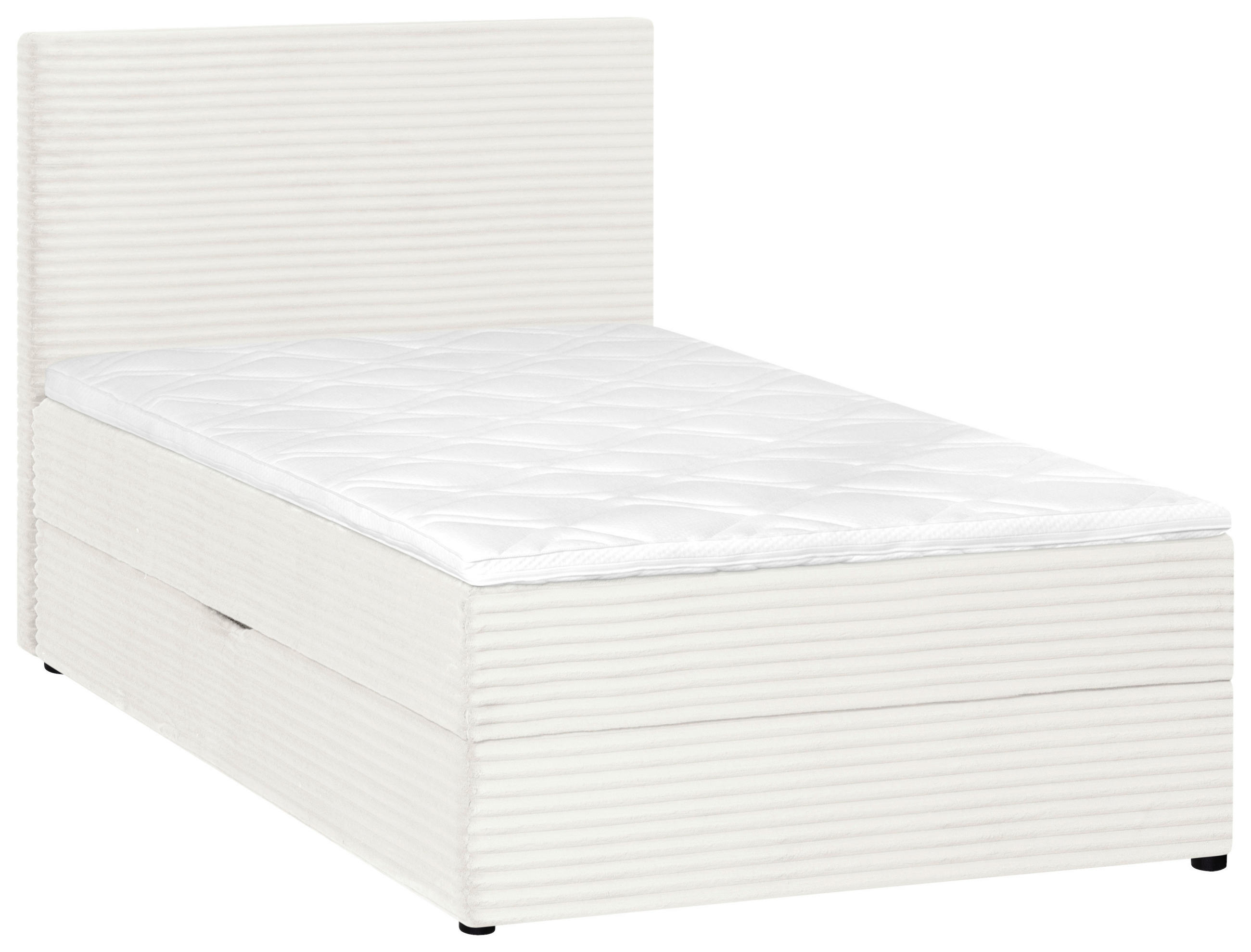 BOXBETT 120/200 cm,  in Naturfarben, Matratze, Bettkasten, Topper, H3 = fest  - Schwarz/Naturfarben, Trend, Kunststoff/Textil (120/200cm) - Boxxx