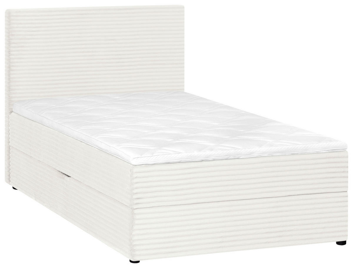 BOXBETT 120/200 cm,  in Naturfarben, Matratze, Bettkasten, Topper, H3 = fest  - Schwarz/Naturfarben, Trend, Kunststoff/Textil (120/200cm) - Boxxx