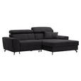 ECKSOFA in Velours Graphitfarben  - Schwarz/Graphitfarben, Design, Textil/Metall (267/181cm) - Carryhome