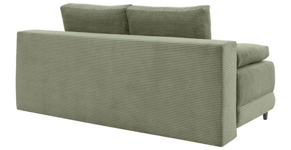 SCHLAFSOFA  mit Liegefunktion, Schlafen auf Sitzhöhe, Rücken echt Cord Salbeigrün  - Salbeigrün/Schwarz, KONVENTIONELL, Holz/Textil (196/96/103cm) - Carryhome
