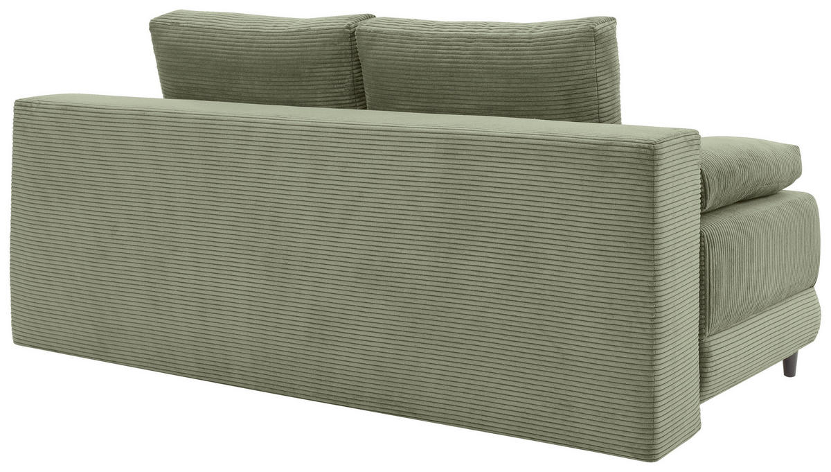 SCHLAFSOFA  mit Liegefunktion, Schlafen auf Sitzhöhe, Rücken echt Cord Salbeigrün  - Salbeigrün/Schwarz, KONVENTIONELL, Holz/Textil (196/96/103cm) - Carryhome