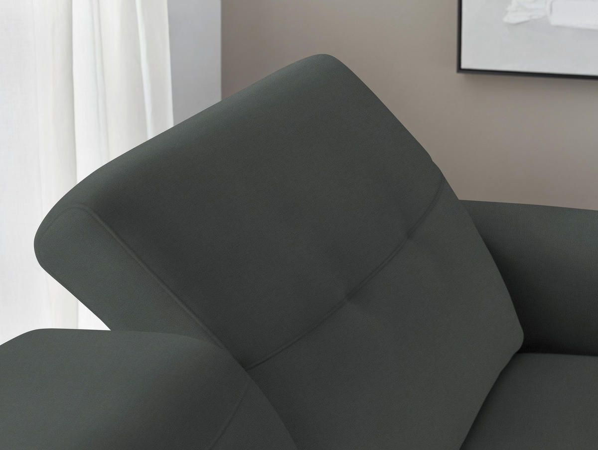 ECKSOFA in Echtleder Grau  305/163 cm  - Eichefarben/Schwarz, Design, Leder/Holz (305/163cm) - Novel