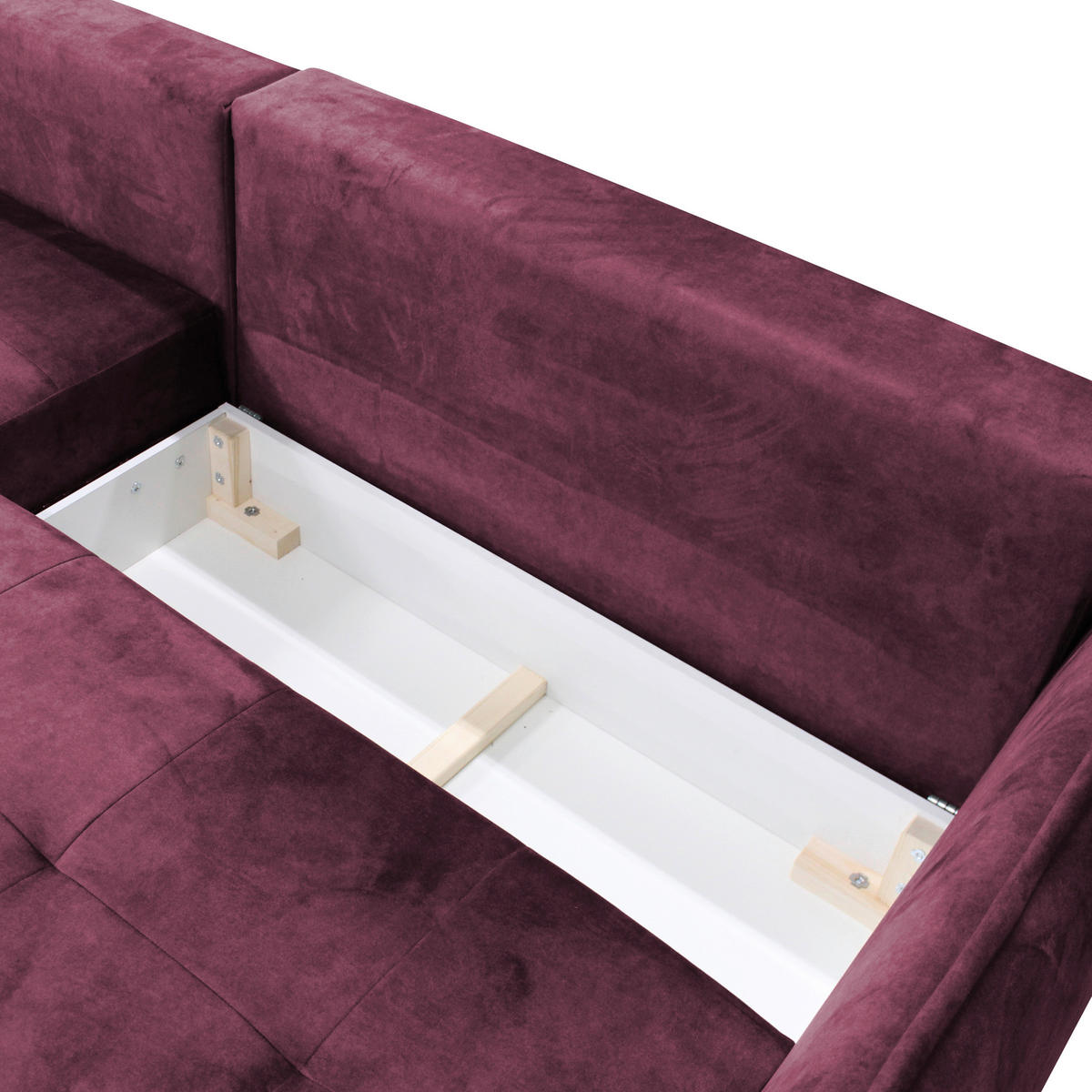 ECKSOFA Weinrot Velours  - Weinrot/Goldfarben, Design, Textil/Metall (196/264cm) - MID.YOU