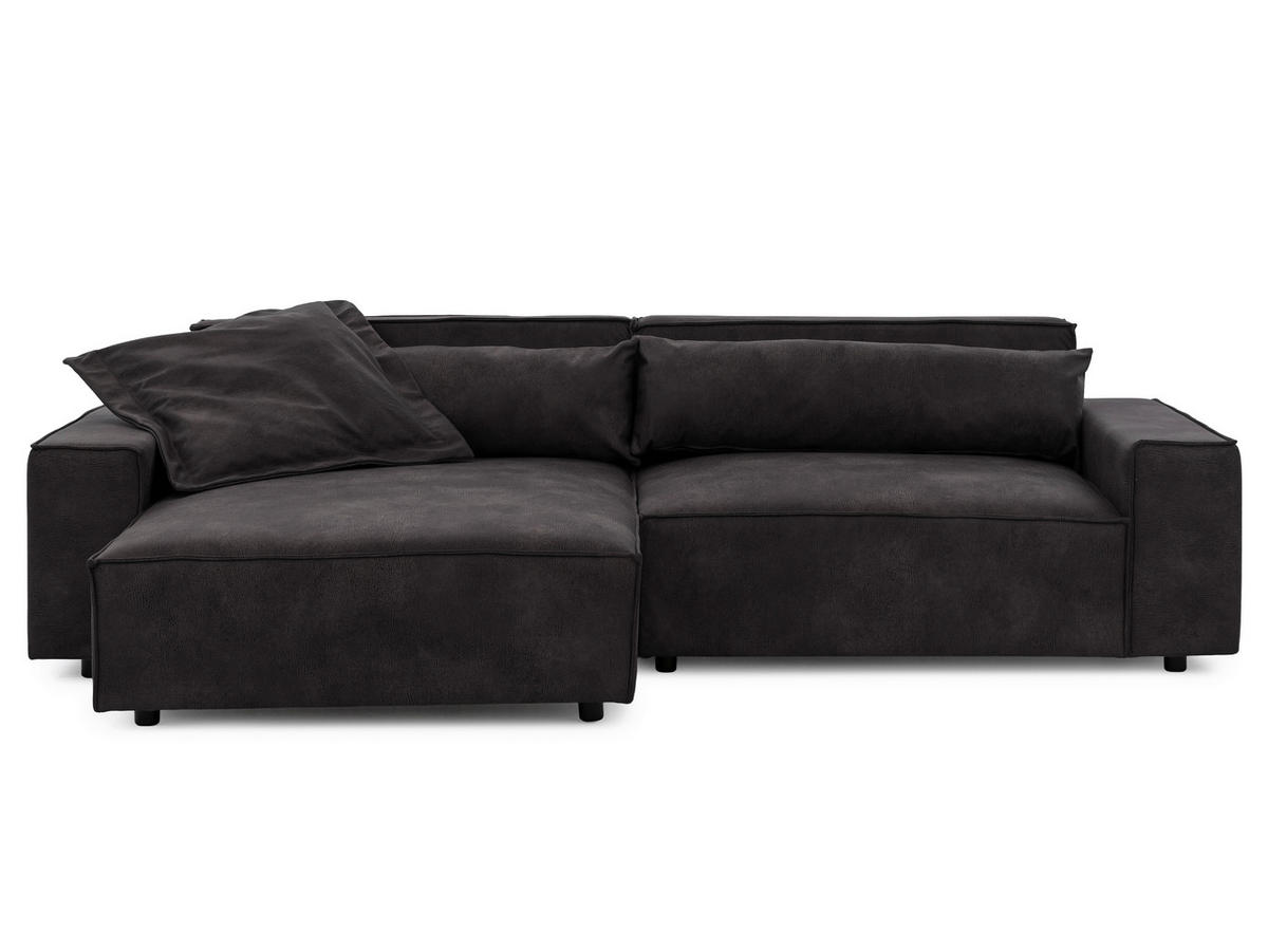 ECKSOFA Curduroy in Lederlook Anthrazit Rückenkissen  251/142 cm  - Anthrazit/Schwarz, Design, Kunststoff/Textil (251/142cm) - P & B