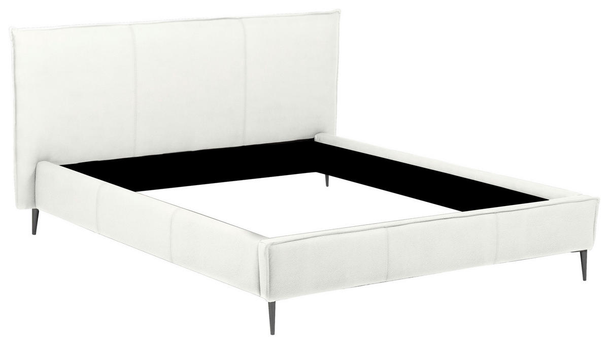 POLSTERBETT 180/200 cm,  in Weiß, gepolstertes Kopfteil,  - Schwarzchrom/Weiß, KONVENTIONELL, Leder/Metall (180/200cm) - Esposa