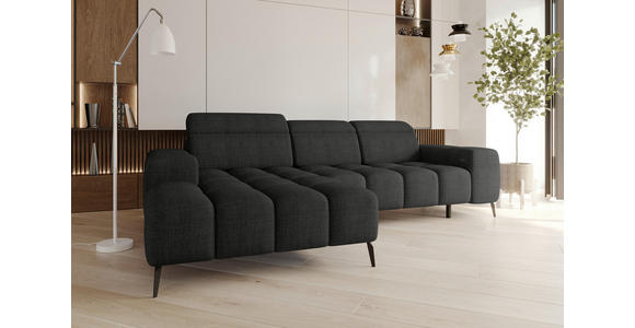 ECKSOFA Anthrazit Flachgewebe Rücken echt, Kopfteilverstellung, Sitztiefenverstellung  - Anthrazit/Schwarz, KONVENTIONELL, Kunststoff/Textil (171/273cm) - Carryhome