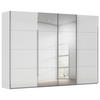 SCHWEBETÜRENSCHRANK 316/235/68 cm 4-türig Weiß, Seidengrau  - Chromfarben/Seidengrau, Design, Glas/Holzwerkstoff (316/235/68cm) - Novel