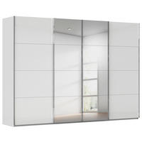 SCHWEBETÜRENSCHRANK 316/235/68 cm 4-türig Weiß, Seidengrau  - Chromfarben/Seidengrau, Design, Glas/Holzwerkstoff (316/235/68cm) - Novel