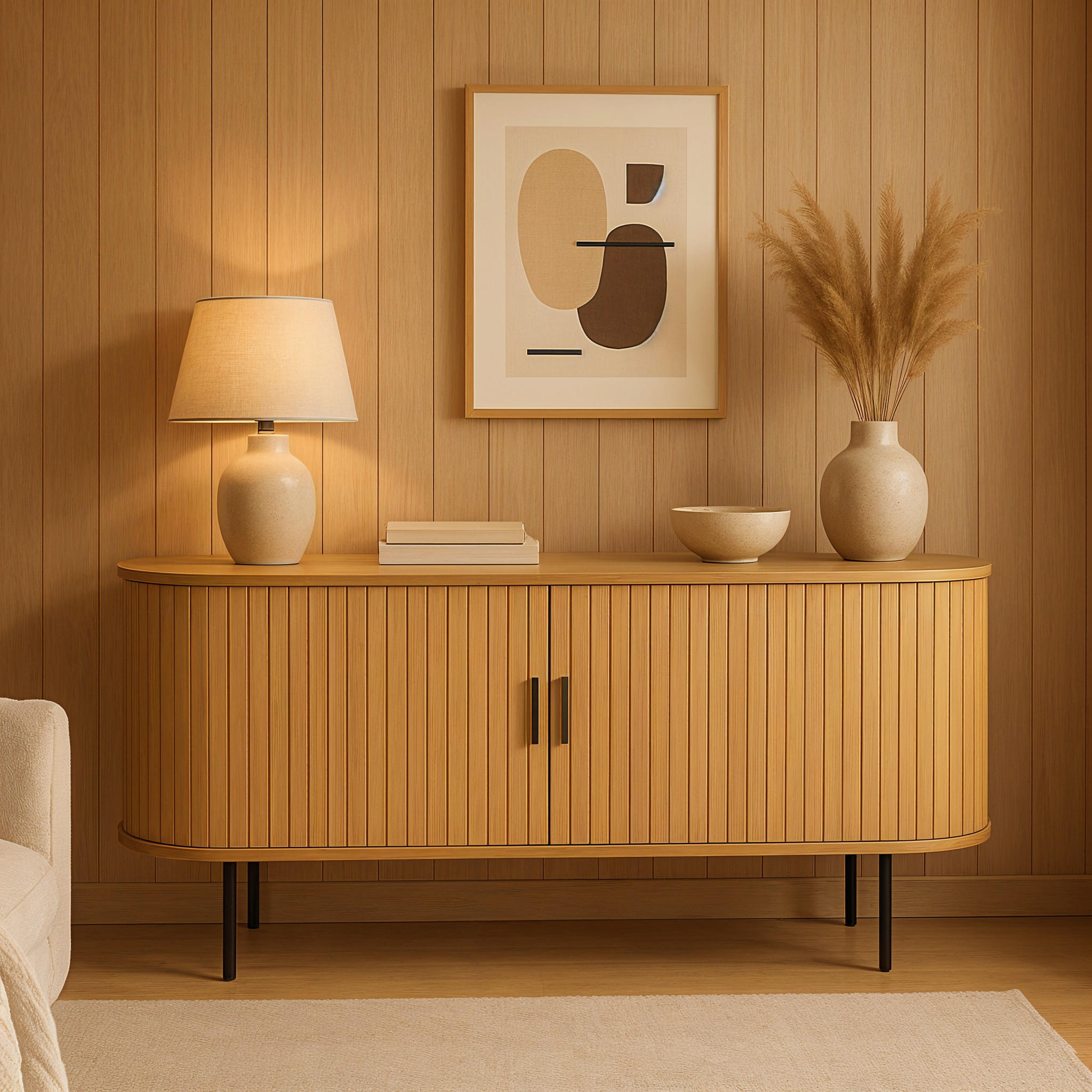 SIDEBOARD  in 140/76/40 cm  - Schwarz/Naturfarben, Design, Holzwerkstoff/Metall (140/76/40cm) - Livetastic