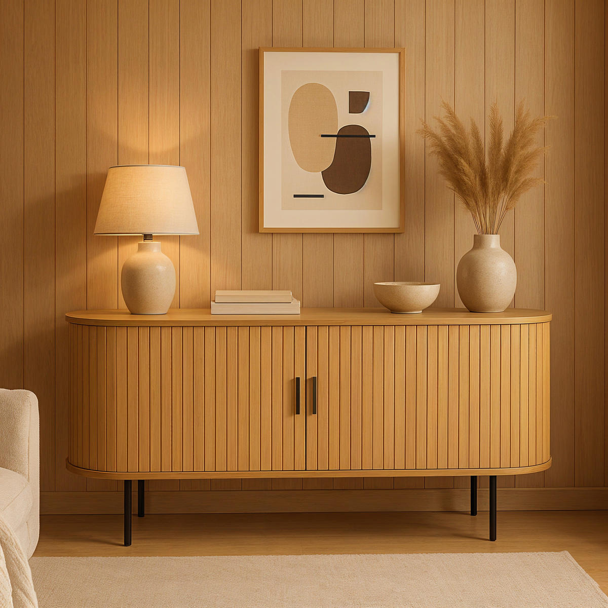 SIDEBOARD  in 140/76/40 cm  - Schwarz/Naturfarben, Design, Holzwerkstoff/Metall (140/76/40cm) - Livetastic