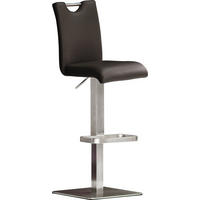 BARHOCKER in Metall, Leder Braun, Edelstahlfarben  - Edelstahlfarben/Braun, Design, Leder/Metall (40/90/50cm) - Livetastic
