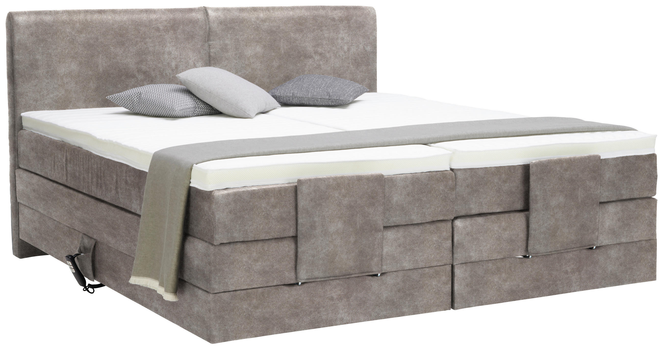 BOXSPRINGBETT 160/200 cm  in Hellgrau  - Hellgrau/Schwarz, Design, Kunststoff/Textil (160/200cm) - Hom`in