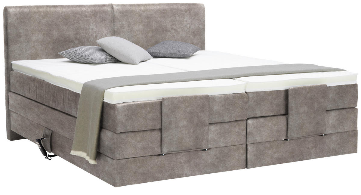 BOXSPRINGBETT 160/200 cm  in Hellgrau  - Hellgrau/Schwarz, Design, Kunststoff/Textil (160/200cm) - Hom`in