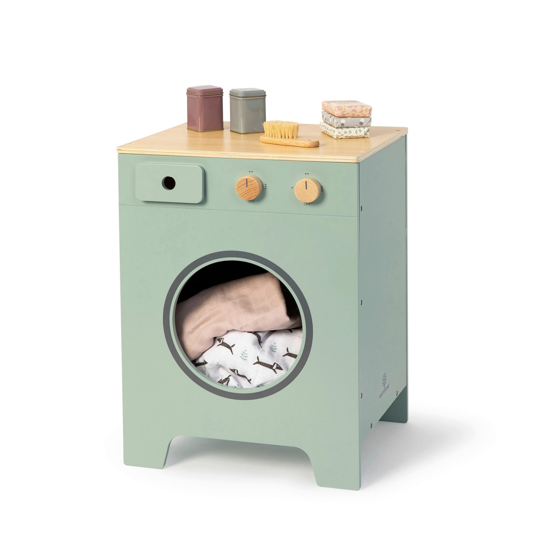 KINDERWASCHMASCHINE MIX & MATCH  - Salbeigrün/Naturfarben, Basics, Holz/Holzwerkstoff (35/31,5/48cm) - MUSTERKIND