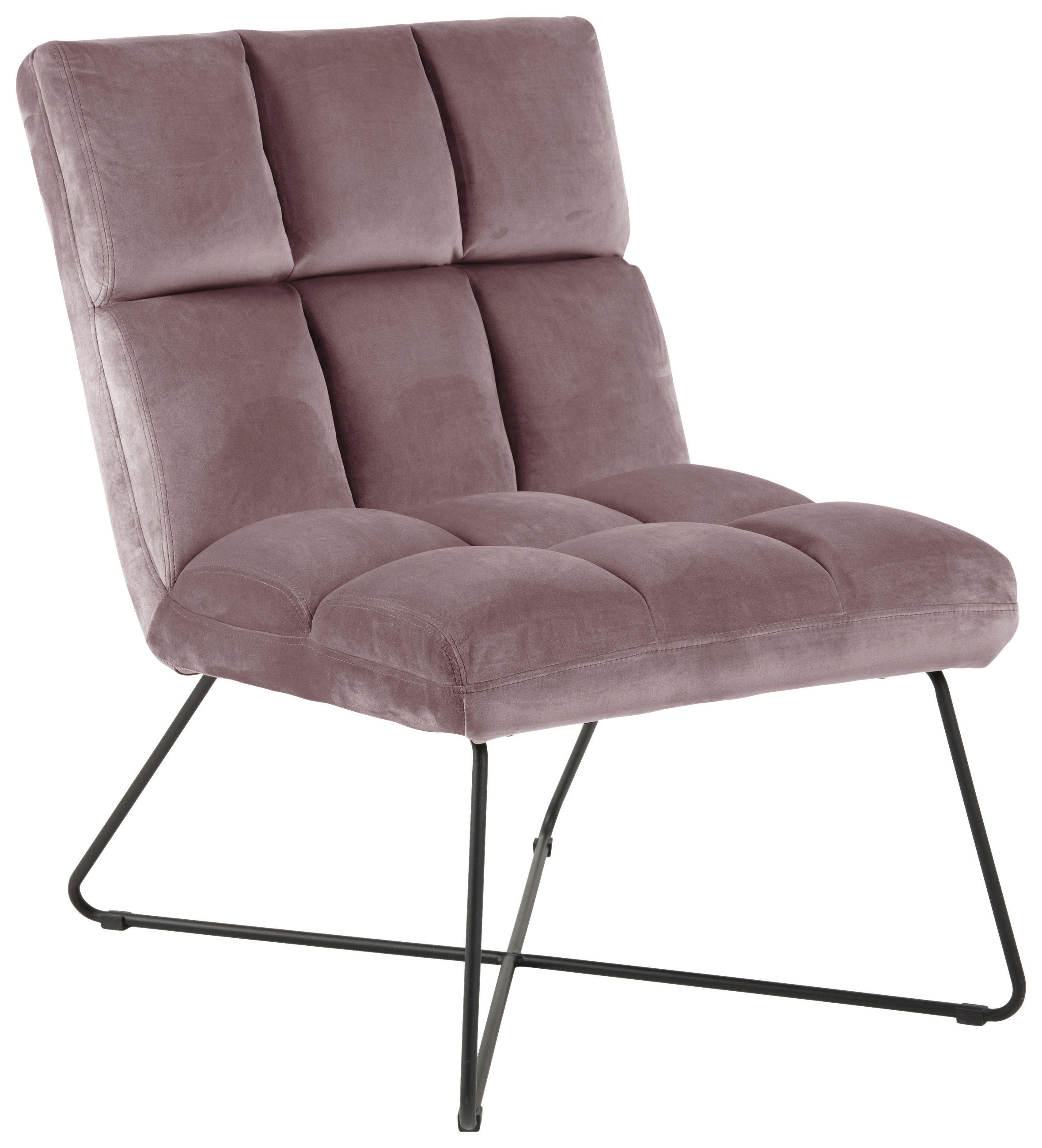 SESSEL Samt Rosa, Schwarz    - Schwarz/Rosa, MODERN, Textil/Metall (62/90/86cm)