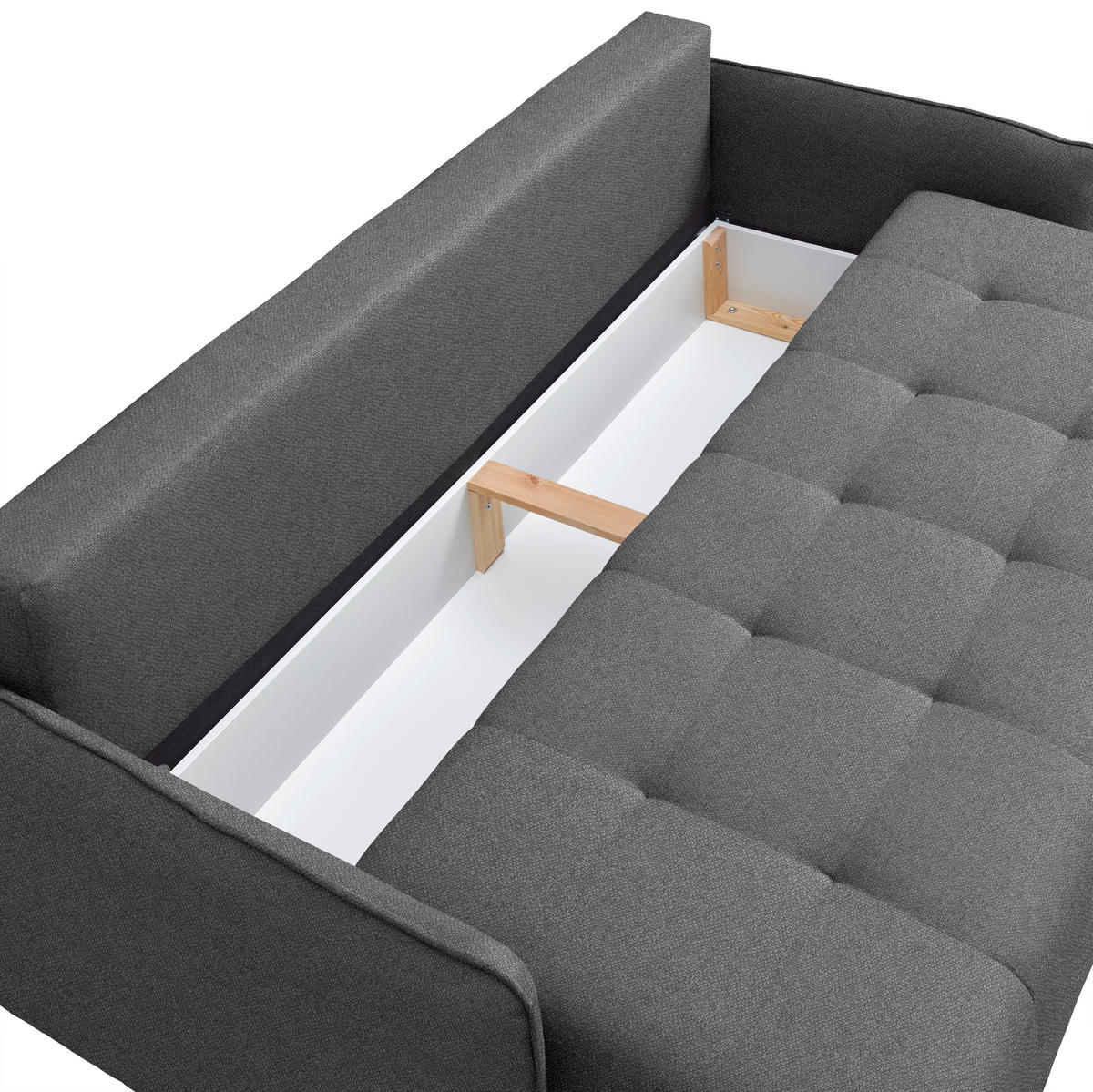 SCHLAFSOFA  in Struktur Grau  - Buchefarben/Grau, Design, Holz/Textil (217/97/101cm) - Carryhome