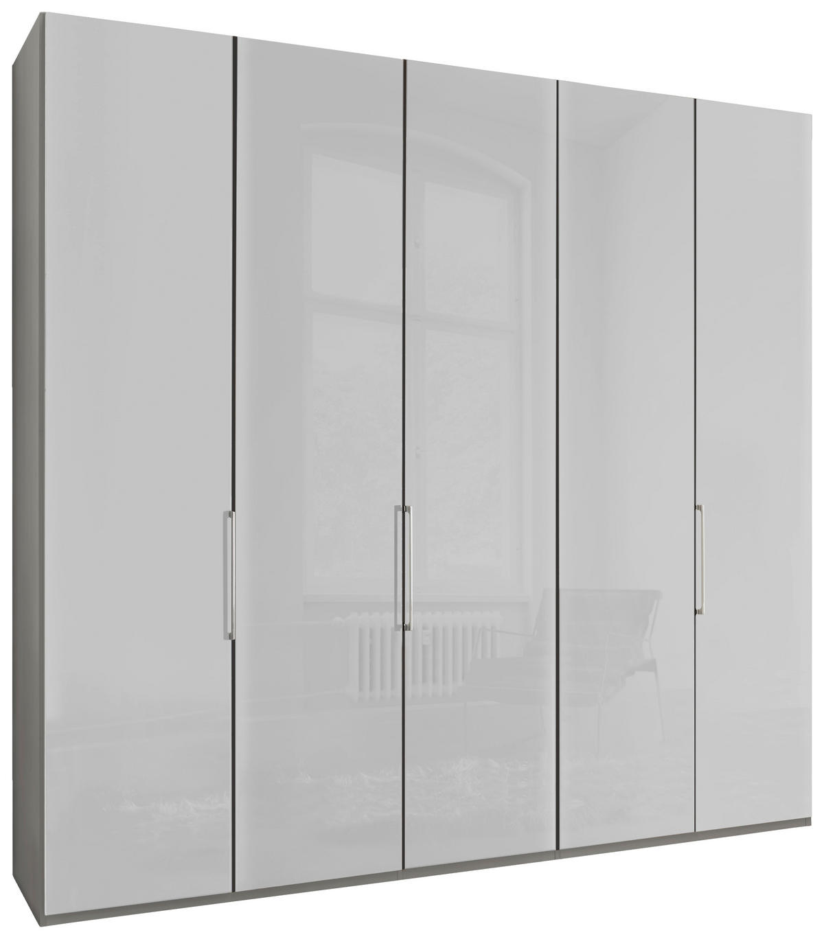 DREHTÜRENSCHRANK  in Grau, Weiß  - Chromfarben/Weiß, KONVENTIONELL, Glas/Holzwerkstoff (250/236/58cm) - Dieter Knoll