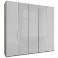 DREHTÜRENSCHRANK 250/236/58 cm,  in Grau, Weiß, 5-türig  - Chromfarben/Weiß, KONVENTIONELL, Glas/Holzwerkstoff (250/236/58cm) - Dieter Knoll