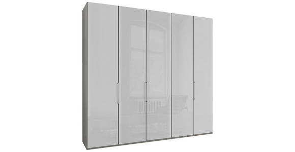 DREHTÜRENSCHRANK 250/236/58 cm,  in Grau, Weiß, 5-türig  - Chromfarben/Weiß, KONVENTIONELL, Glas/Holzwerkstoff (250/236/58cm) - Dieter Knoll