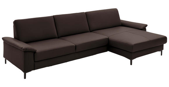 ECKSOFA in Echtleder Dunkelbraun  - Dunkelbraun/Schwarz, Design, Leder/Metall (334/176cm) - Dieter Knoll