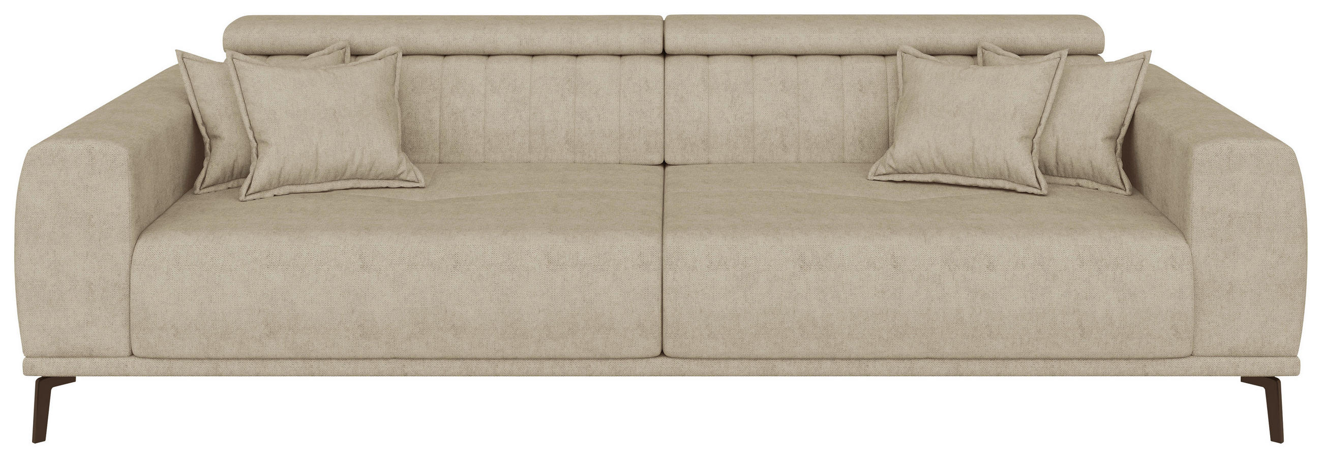 BIGSOFA Webstoff Beige  - Beige/Schwarz, KONVENTIONELL, Textil/Metall (280/80/110cm) - Carryhome