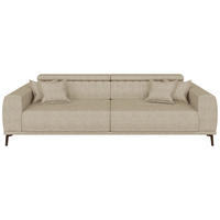 BIGSOFA Webstoff Beige  - Beige/Schwarz, KONVENTIONELL, Textil/Metall (280/80/110cm) - Carryhome