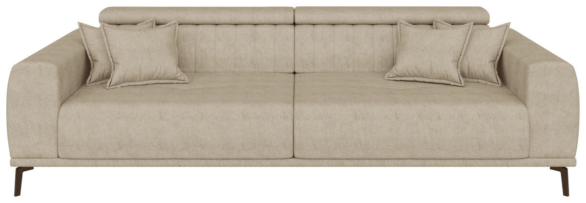 BIGSOFA Webstoff Beige  - Beige/Schwarz, KONVENTIONELL, Textil/Metall (280/80/110cm) - Carryhome