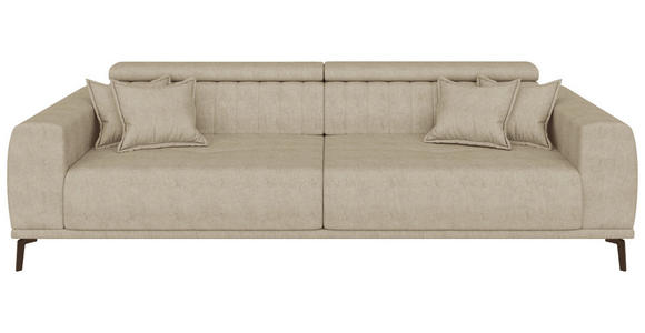 BIGSOFA Webstoff Beige  - Beige/Schwarz, KONVENTIONELL, Textil/Metall (280/80/110cm) - Carryhome