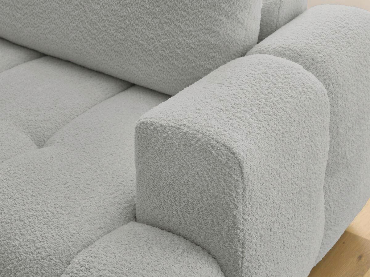 ECKSCHLAFSOFA FUJI Bouclé Hellgrau  inkl.  - Hellgrau/Schwarz, MODERN, Kunststoff/Textil (204/282cm)