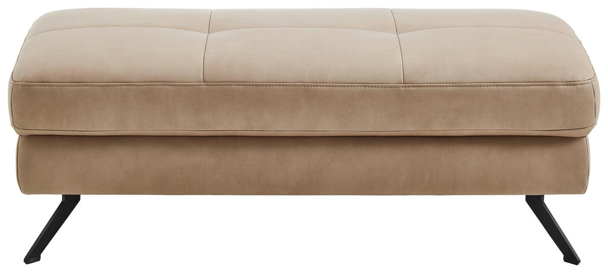 HOCKER in Textil Hellbraun  - Hellbraun/Schwarz, Design, Textil/Metall (130/47/65cm) - Beldomo System