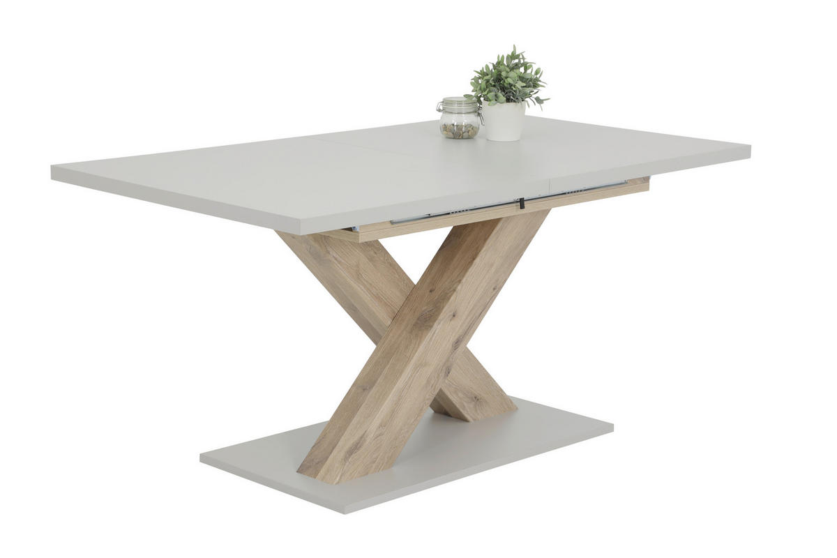 TISCHGRUPPE   - Eichefarben/Beige, MODERN, Textil/Metall (140 - 180/76/90cm) - MID.YOU