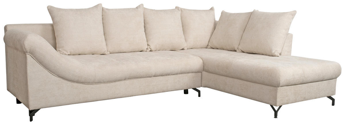ECKSOFA Struktur Creme  - Creme/Schwarz, Konventionell, Textil/Metall (274/194cm) - Carryhome