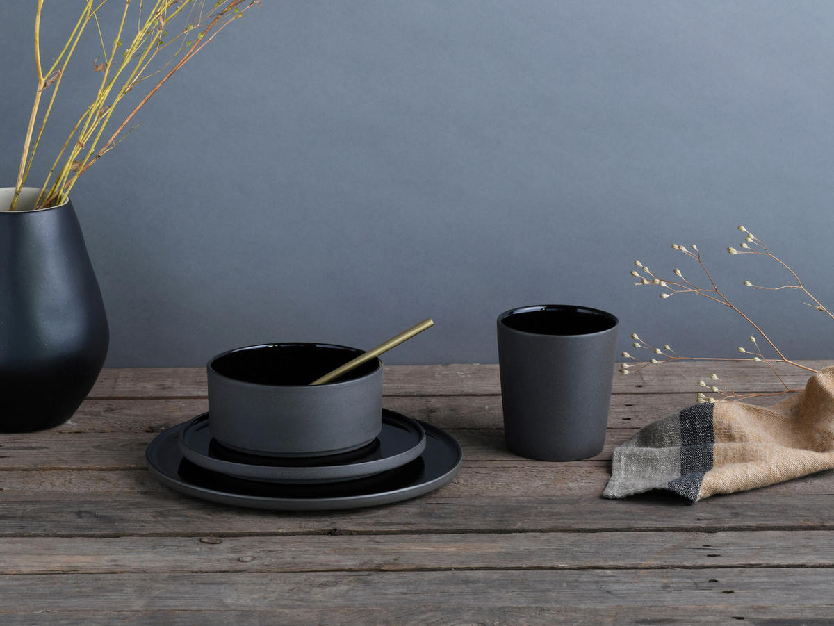 KAFFEEBECHERSET Futuro 4-teilig  - Schwarz, Basics, Keramik (22,5/22,5/13,5cm) - Creatable