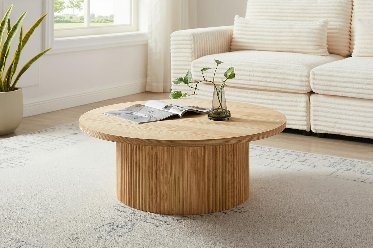 COUCHTISCH furniert 85/85/33 cm rund Naturfarben  - Naturfarben, MODERN, Holzwerkstoff (85/85/33cm) - Livetastic