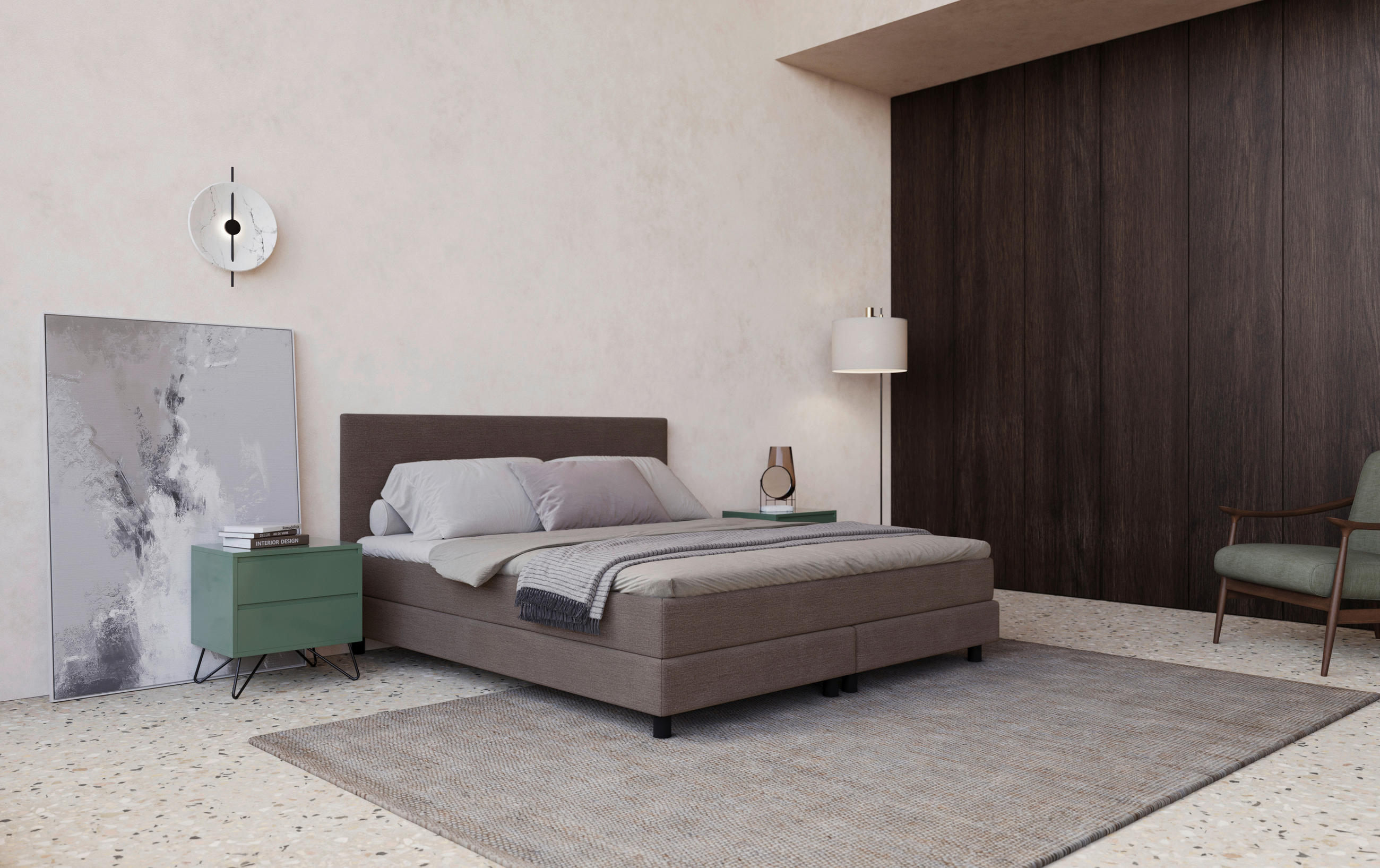 BOXBETT 180/200 cm  in Taupe  - Taupe/Schwarz, MODERN, Holzwerkstoff/Textil (180/200cm) - MID.YOU