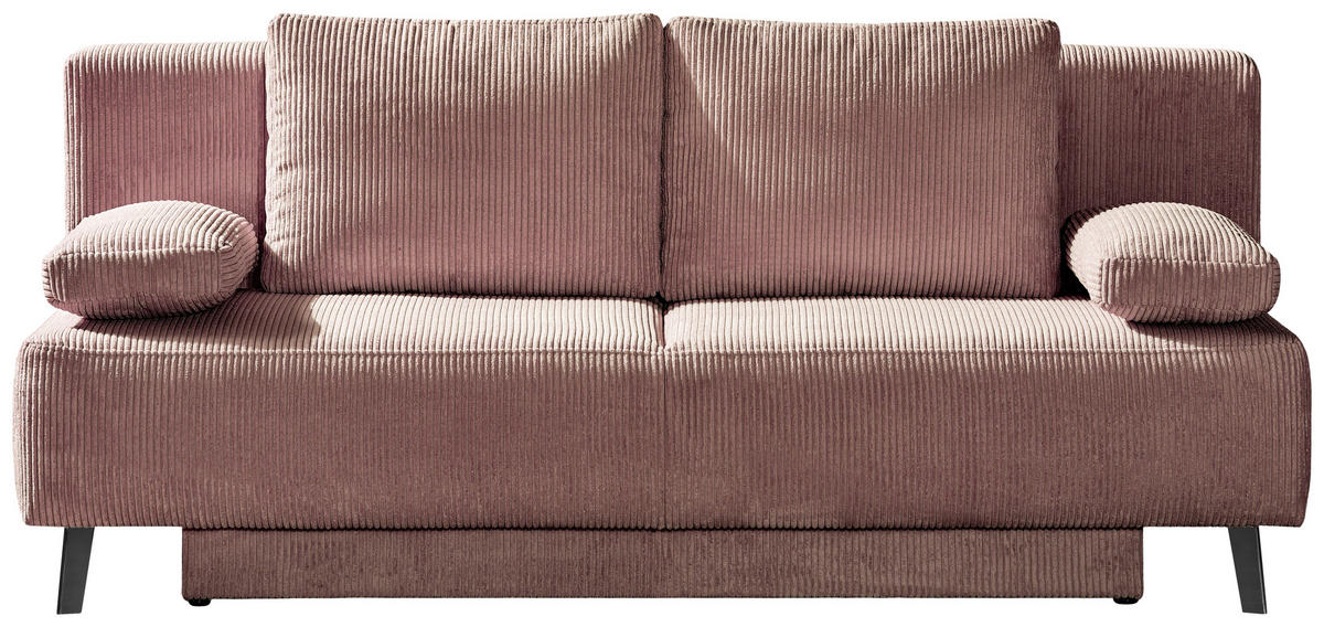 SCHLAFSOFA Cord Rosa  - Schwarz/Rosa, MODERN, Textil/Metall (193/85/88cm) - Novel