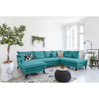 SAROKGARNITÚRA textil türkiz  - türkiz/fekete, Design, textil/fa (150/300/200cm) - P & B