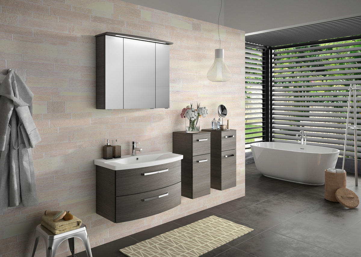 BADEZIMMER 3-teilig  in 84 cm  - Chromfarben/Graphitfarben, MODERN, Glas/Keramik (84cm) - Sadena