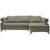 ECKSOFA Olivgrün Chenille  - Schwarz/Olivgrün, KONVENTIONELL, Textil/Metall (265/184cm) - Hom`in